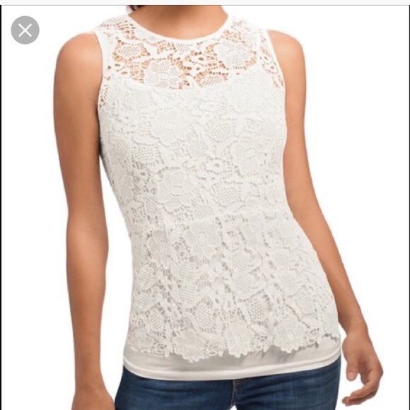 CAbi Tops - White lace CAbi tank top shell